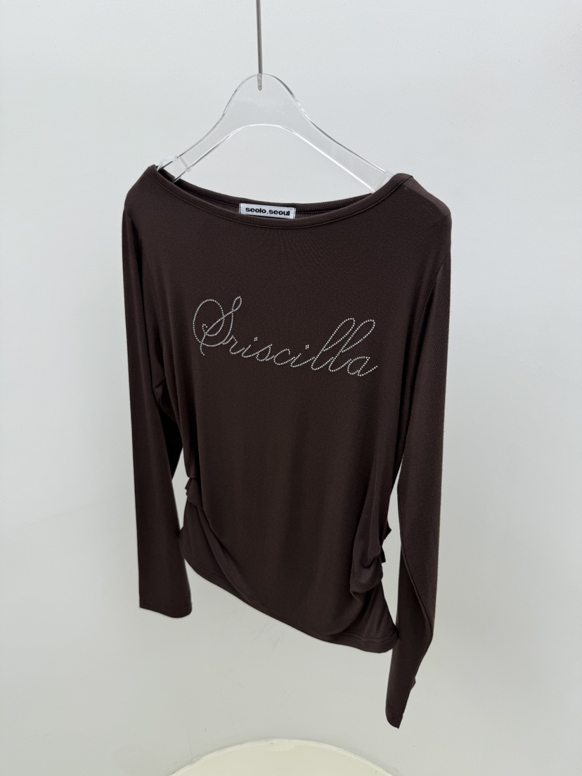 SEOLO東大門㊣直郵女士新款推薦職業人氣真品時尚長袖T恤褶皺Seolo seoul長袖T恤