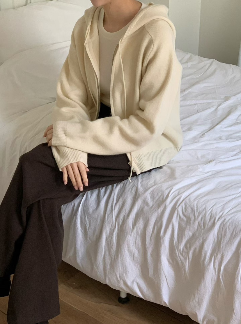 BINUS東大門㊣直郵女裝新款25秋冬職業休閑真品針織衫拉鏈連帽BINUS針織衫