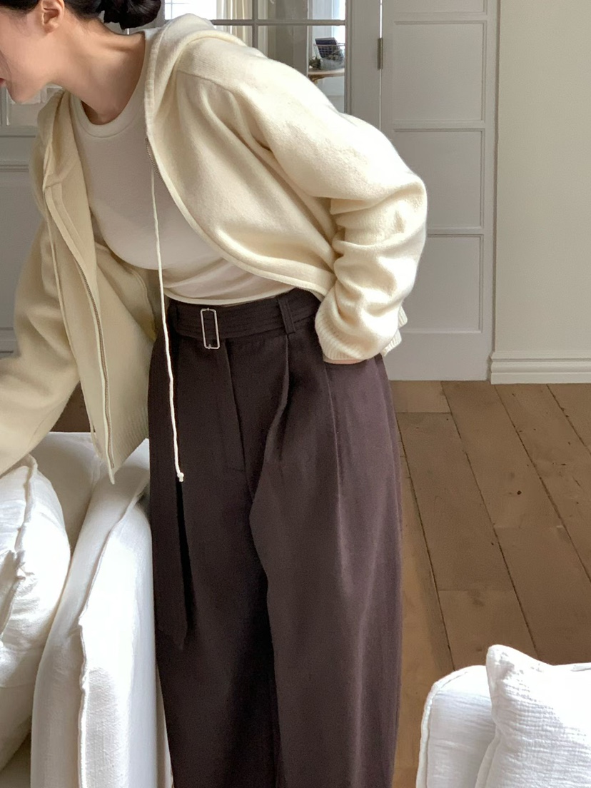 BINUS東大門㊣直郵女裝新款25秋冬職業休閑真品針織衫拉鏈連帽BINUS針織衫