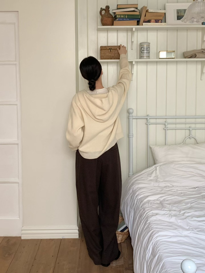 BINUS東大門㊣直郵女裝新款25秋冬職業休閑真品針織衫拉鏈連帽BINUS針織衫