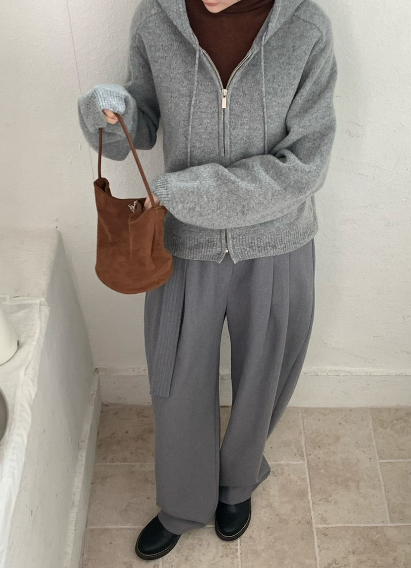 BINUS東大門㊣直郵女裝新款25秋冬職業休閑真品針織衫拉鏈連帽BINUS針織衫