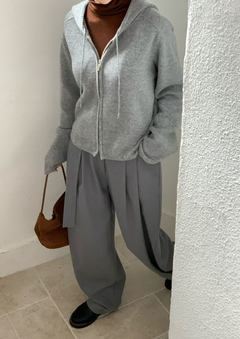 BINUS東大門㊣直郵女裝新款25秋冬職業休閑真品針織衫拉鏈連帽BINUS針織衫