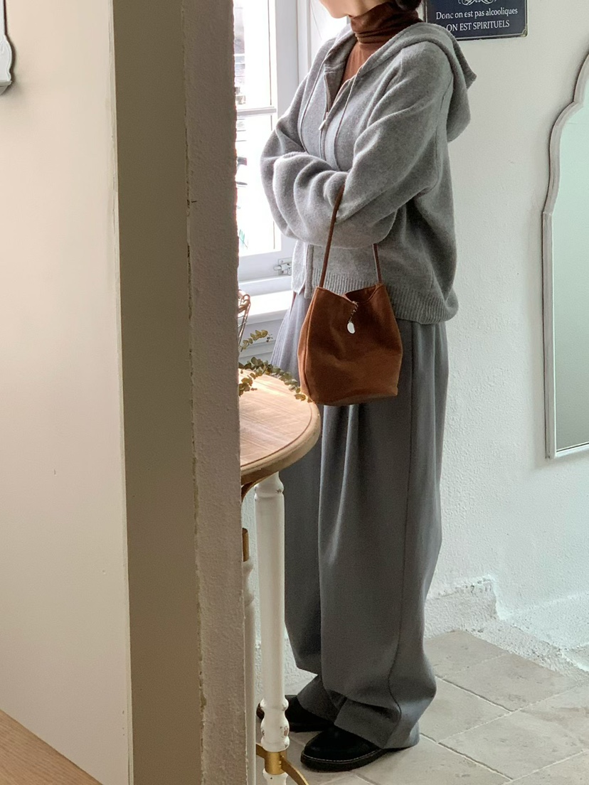 BINUS東大門㊣直郵女裝新款25秋冬職業休閑真品針織衫拉鏈連帽BINUS針織衫