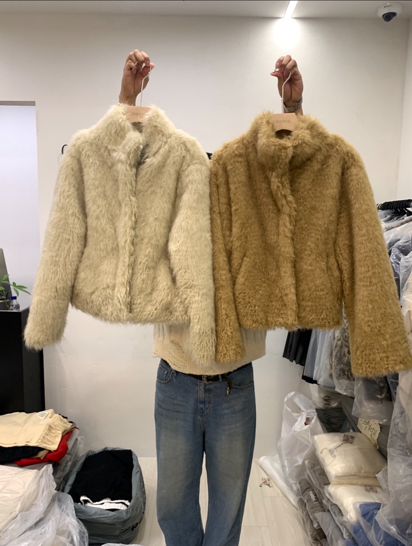 CEDARWOOD韓國代購㊣女裝新款推薦人氣短款大衣皮草羊毛高領CEDAR WOOD短款大衣