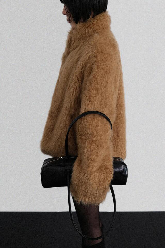 CEDARWOOD韓國代購㊣女裝新款推薦人氣短款大衣皮草羊毛高領CEDAR WOOD短款大衣