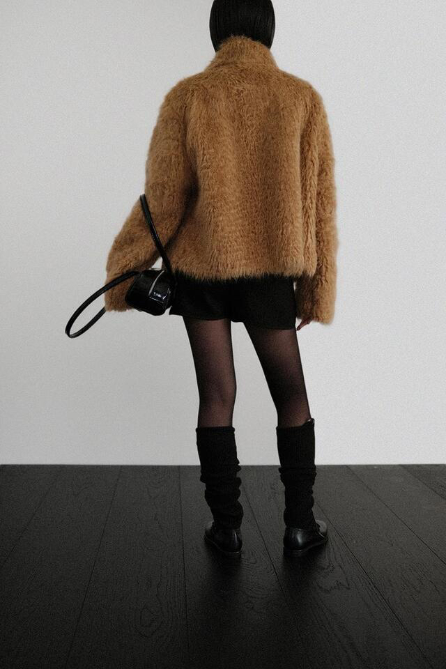 CEDARWOOD韓國代購㊣女裝新款推薦人氣短款大衣皮草羊毛高領CEDAR WOOD短款大衣