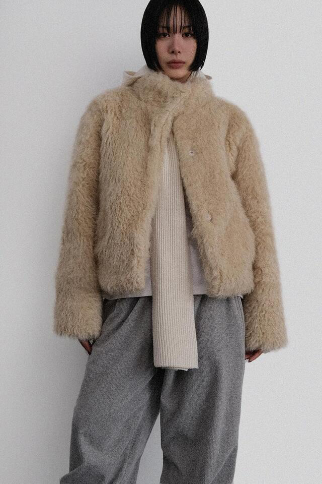 CEDARWOOD韓國代購㊣女裝新款推薦人氣短款大衣皮草羊毛高領CEDAR WOOD短款大衣