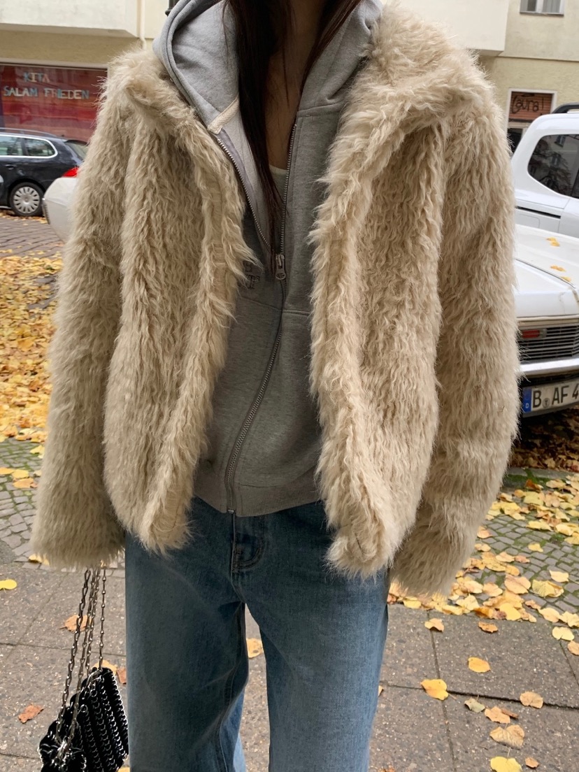 CEDARWOOD韓國代購㊣女裝新款推薦人氣短款大衣皮草羊毛高領CEDAR WOOD短款大衣