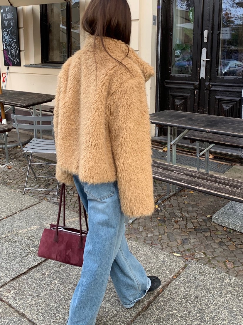 CEDARWOOD韓國代購㊣女裝新款推薦人氣短款大衣皮草羊毛高領CEDAR WOOD短款大衣