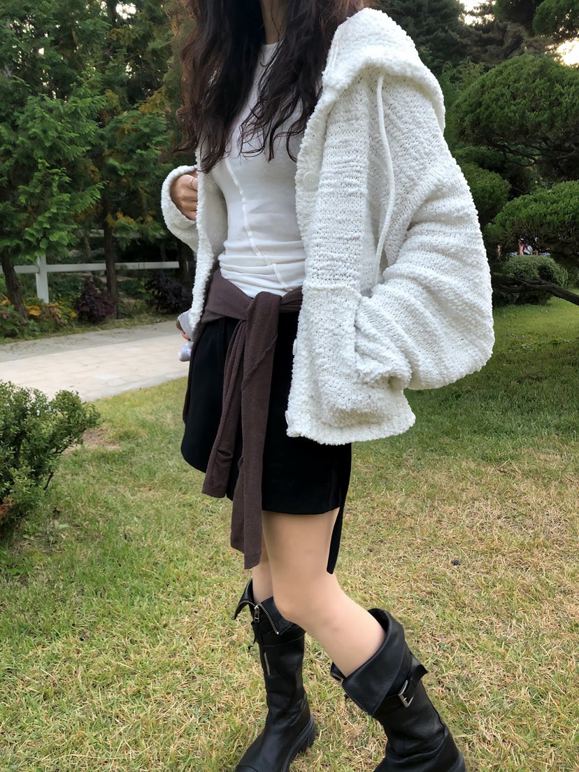 GLITTER韓國代購㊣女士新款休閑人氣真品25秋冬針織衫連帽衫網眼GLITTER針織衫