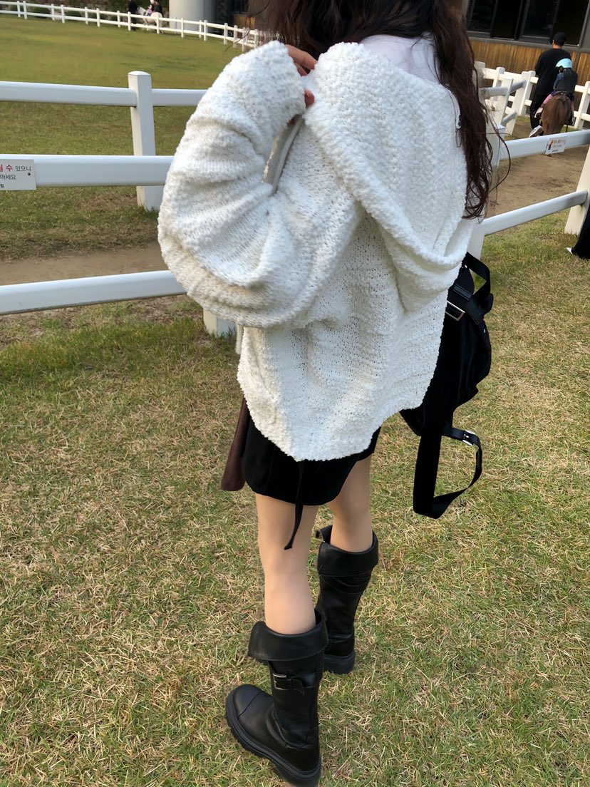 GLITTER韓國代購㊣女士新款休閑人氣真品25秋冬針織衫連帽衫網眼GLITTER針織衫