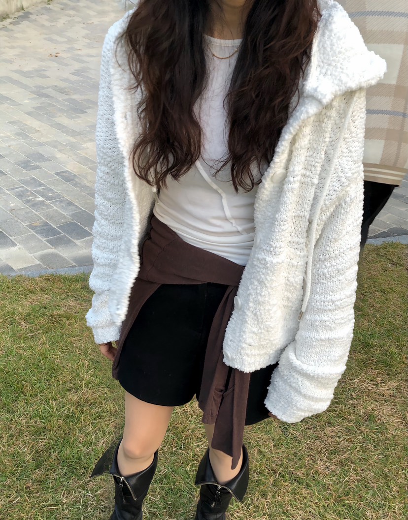 GLITTER韓國代購㊣女士新款休閑人氣真品25秋冬針織衫連帽衫網眼GLITTER針織衫