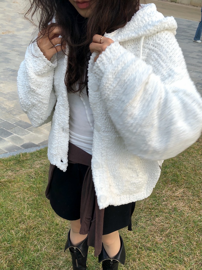 GLITTER韓國代購㊣女士新款休閑人氣真品25秋冬針織衫連帽衫網眼GLITTER針織衫