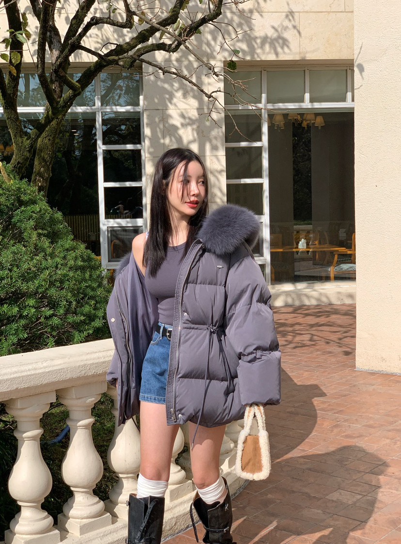 REVE CITE-L東大門㊣直郵女裝新品推薦真品短款羽絨服狐貍REVE CITE短款羽絨服