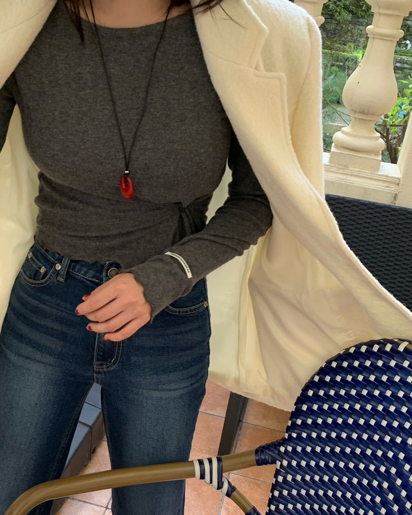 REVE CITE-L韓國代購㊣女裝新品職業時尚人氣25秋冬長袖T恤REVE CITE長袖T恤