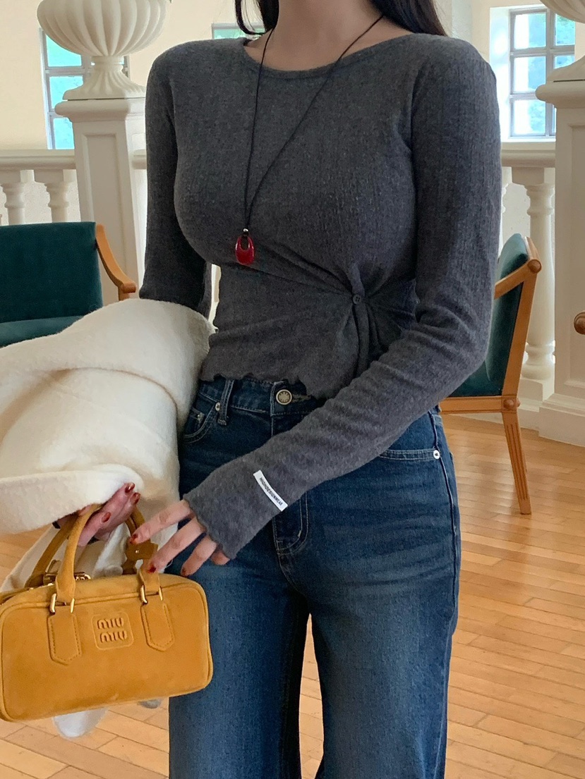 REVE CITE-L韓國代購㊣女裝新品職業時尚人氣25秋冬長袖T恤REVE CITE長袖T恤圖色3