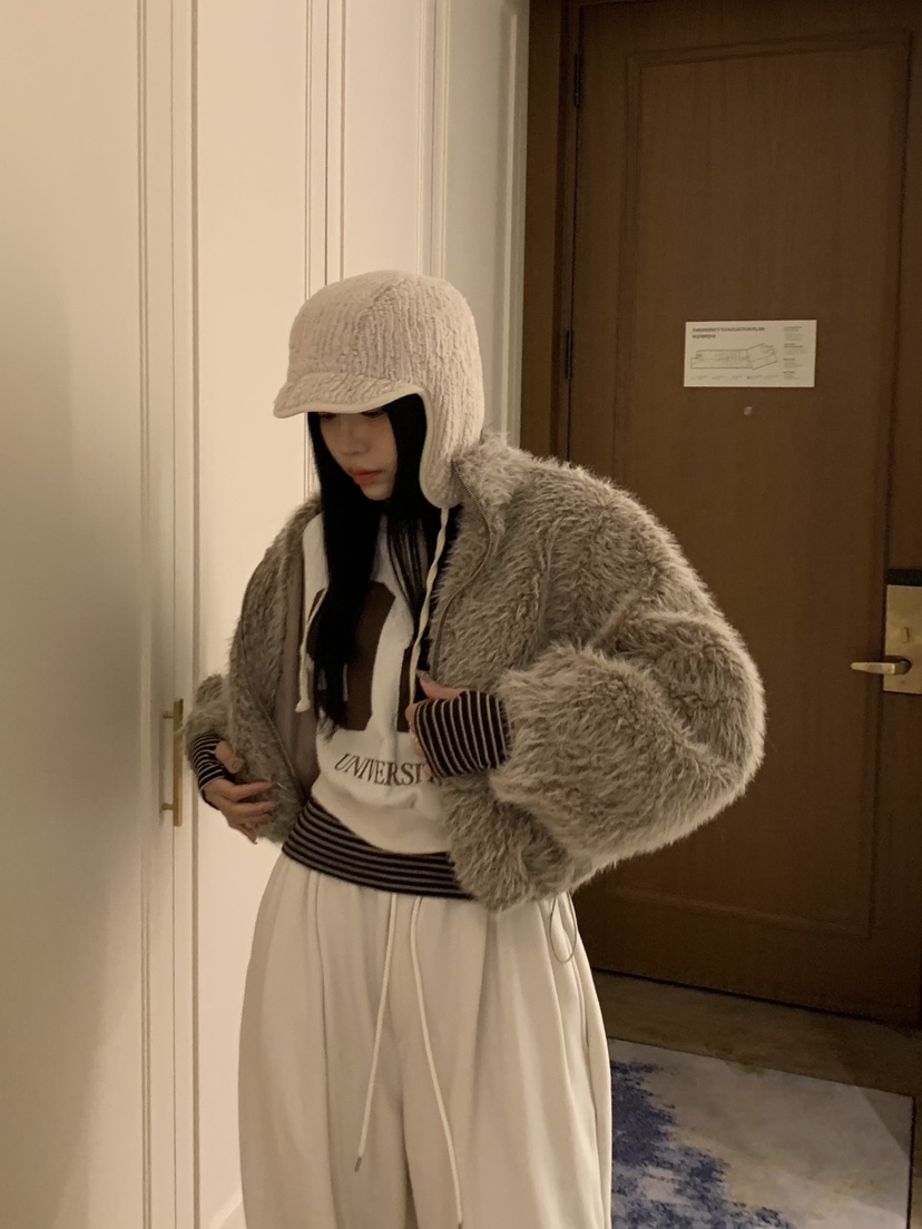 BADCALM韓國代購㊣女士新款人氣休閑真品25秋冬時尚短款大衣BADCALM短款大衣