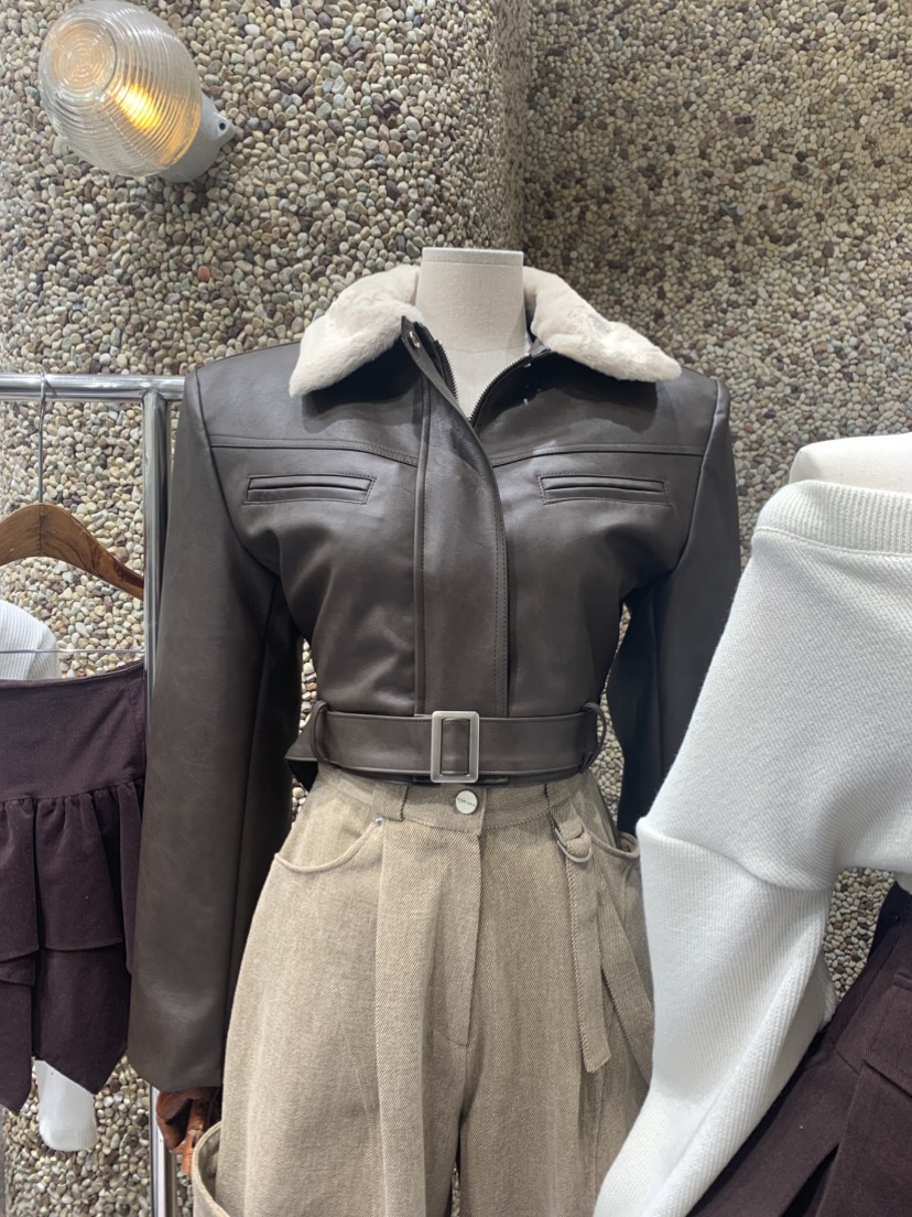 2TWO MOON東大門㊣直郵女裝新款真品25秋冬夾克含腰帶短款2TWO MOON夾克