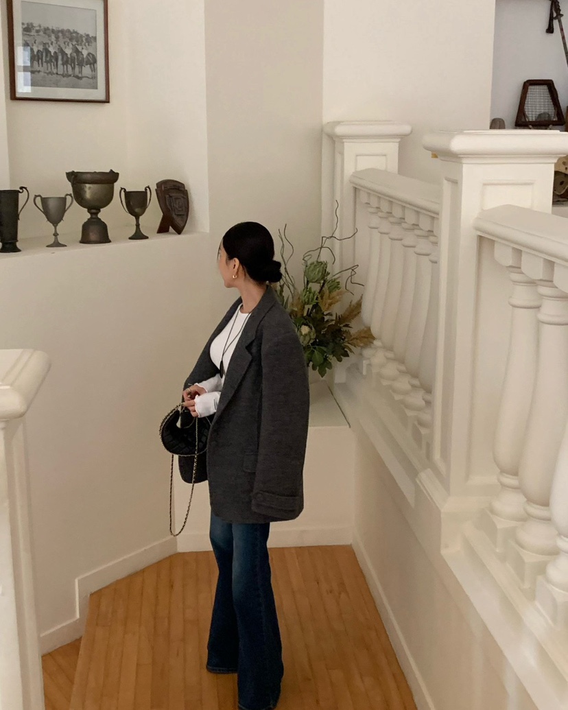 REVE CITE-L東大門㊣代購女裝新品時尚休閑熱賣人氣夾克羊毛REVE CITE夾克