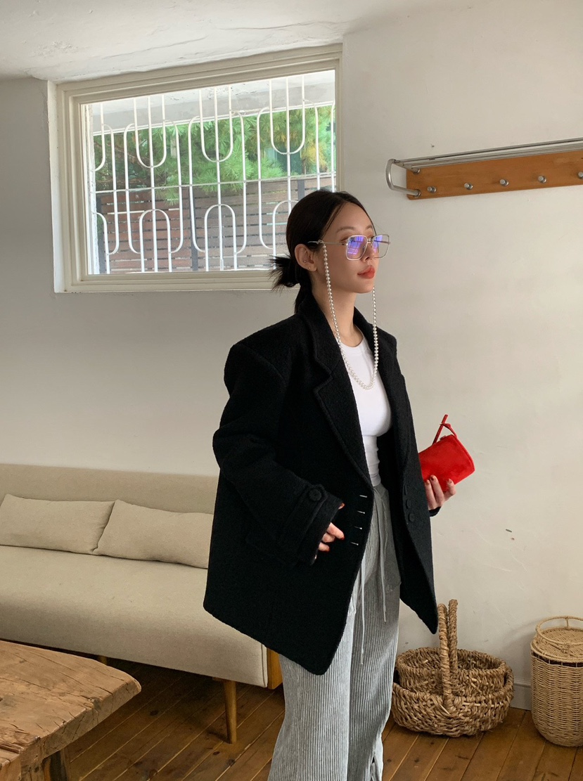 REVE CITE-L東大門㊣代購女裝新品時尚休閑熱賣人氣夾克羊毛REVE CITE夾克