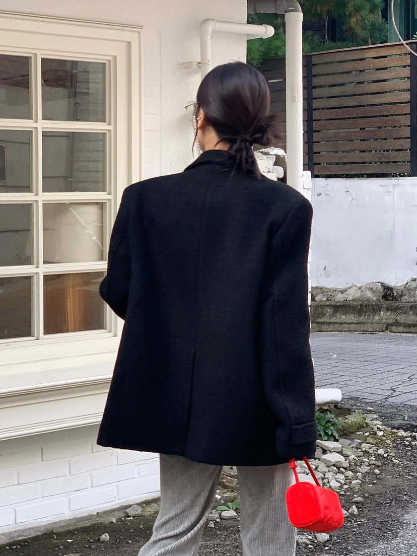 REVE CITE-L東大門㊣代購女裝新品時尚休閑熱賣人氣夾克羊毛REVE CITE夾克