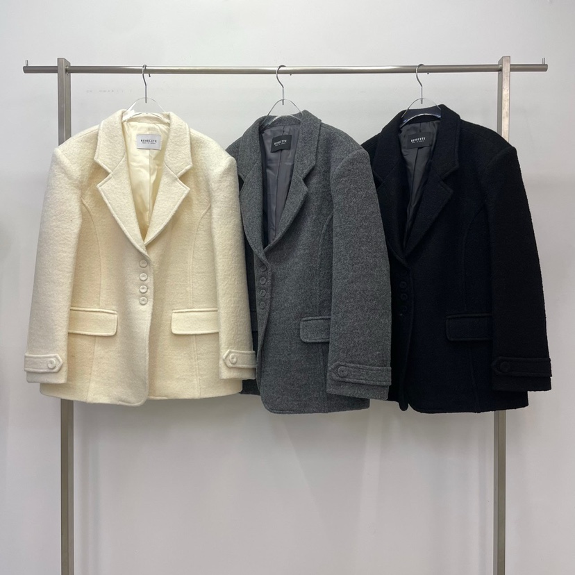 REVE CITE-L東大門㊣代購女裝新品時尚休閑熱賣人氣夾克羊毛REVE CITE夾克