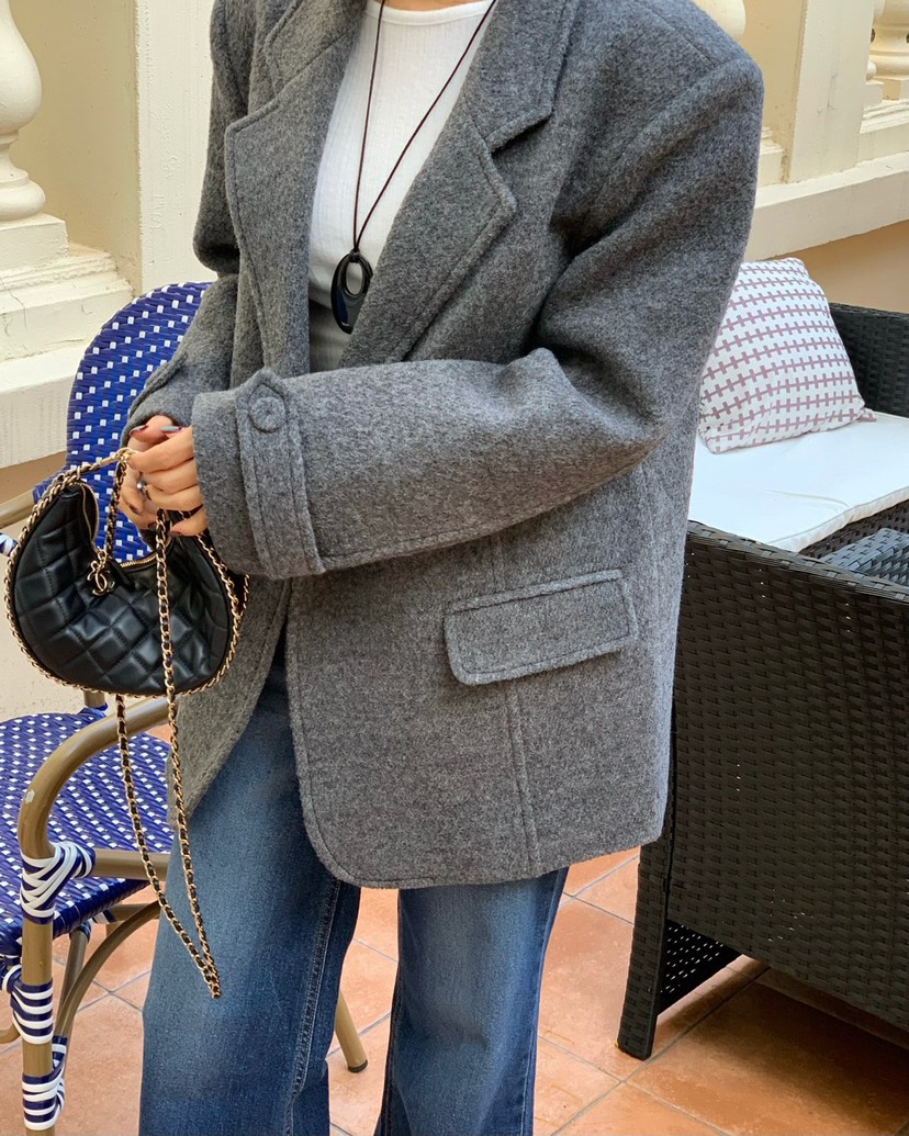 REVE CITE-L東大門㊣代購女裝新品時尚休閑熱賣人氣夾克羊毛REVE CITE夾克