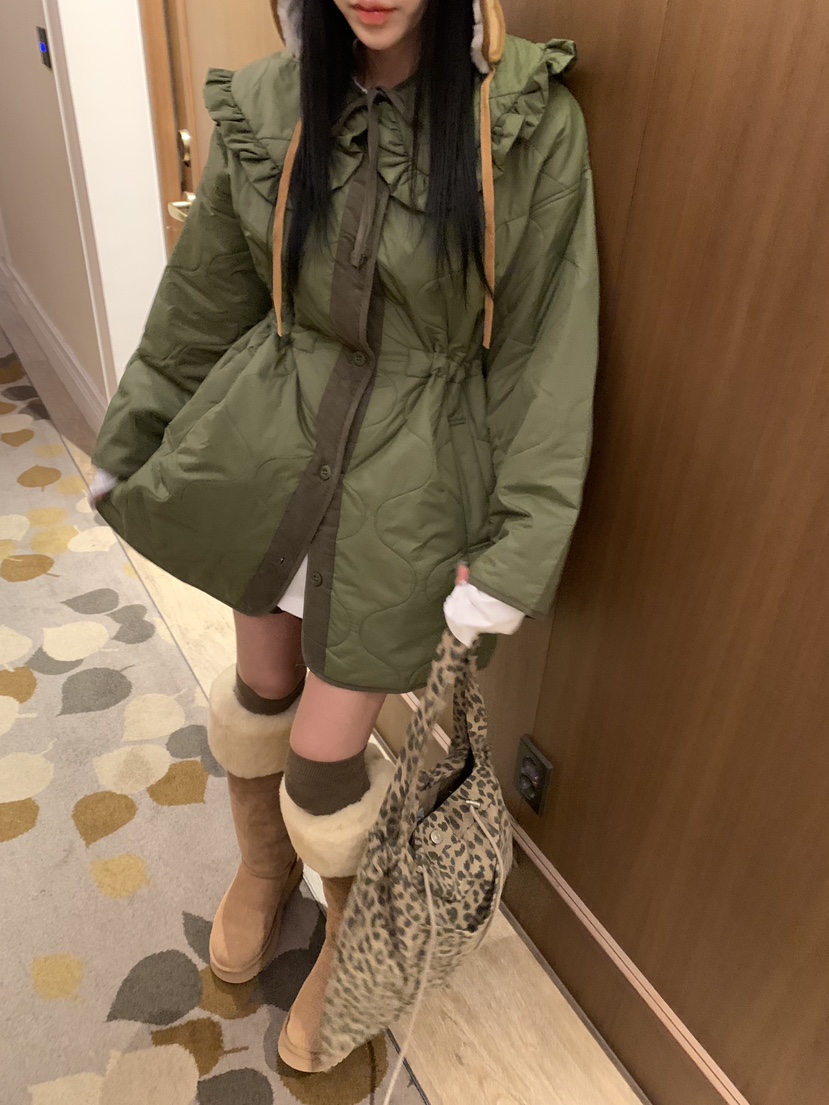 BADCALM東大門㊣代購女裝新品職業25秋冬真品休閑熱賣長款棉服BADCALM長款棉服