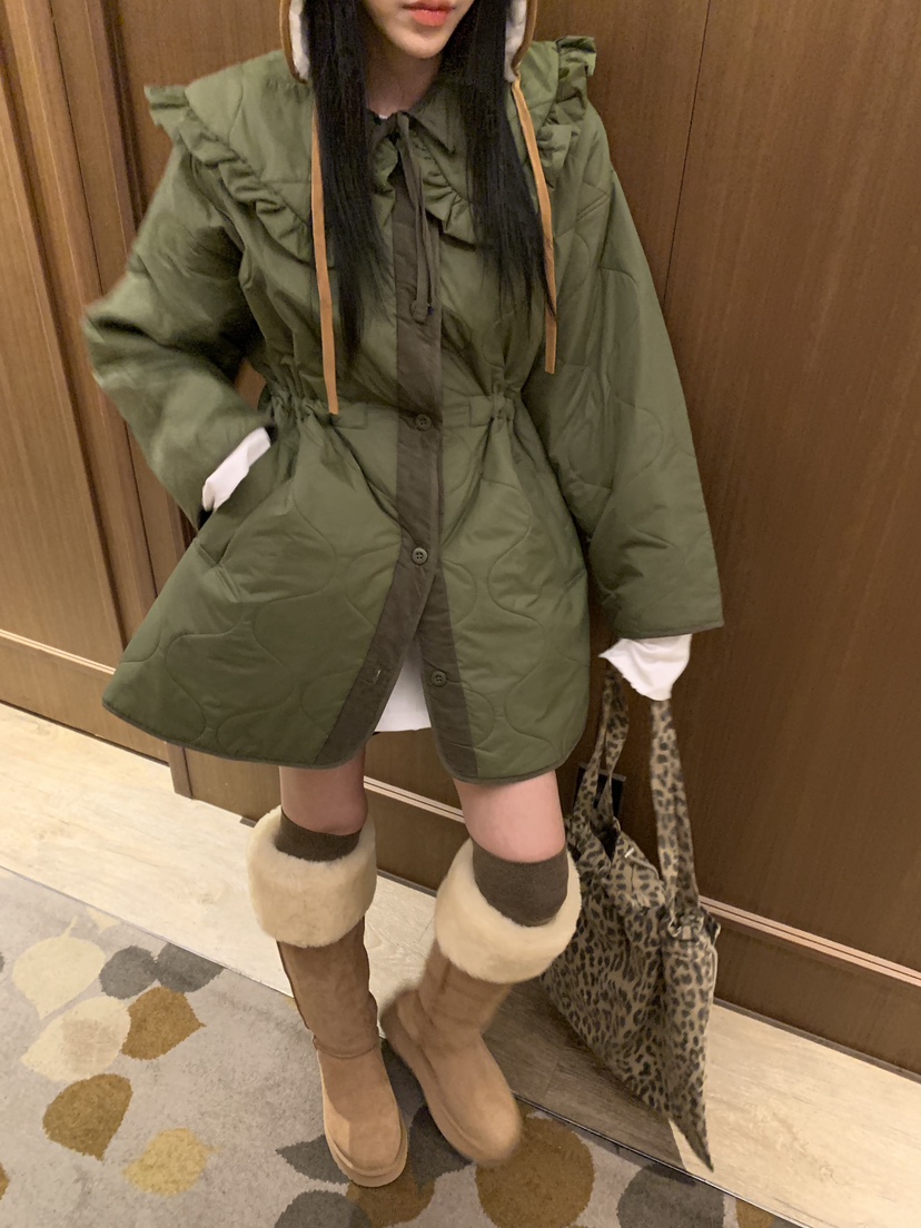 BADCALM東大門㊣代購女裝新品職業25秋冬真品休閑熱賣長款棉服BADCALM長款棉服