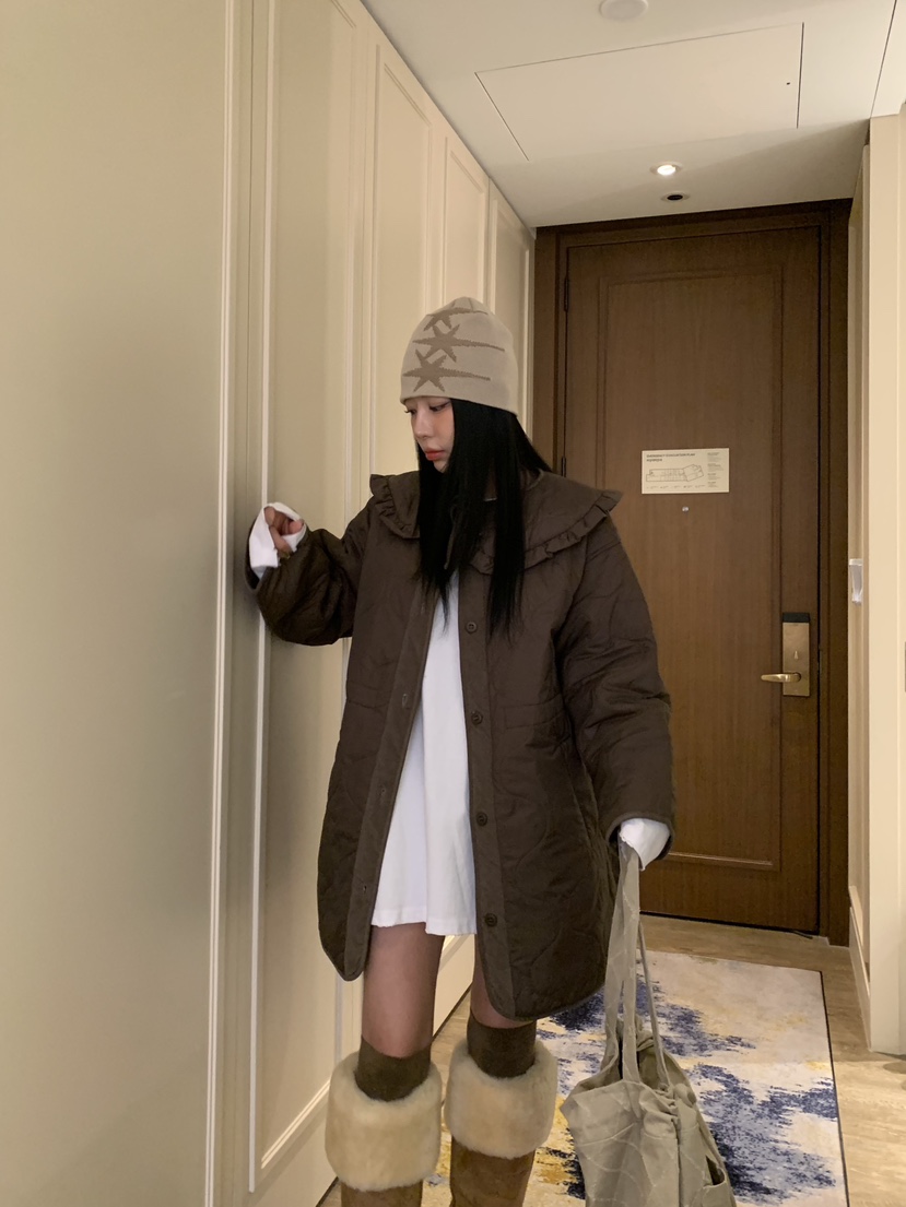 BADCALM東大門㊣代購女裝新品職業25秋冬真品休閑熱賣長款棉服BADCALM長款棉服