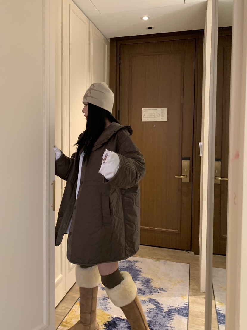 BADCALM東大門㊣代購女裝新品職業25秋冬真品休閑熱賣長款棉服BADCALM長款棉服