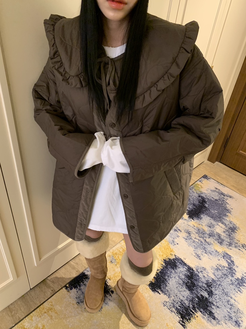 BADCALM東大門㊣代購女裝新品職業25秋冬真品休閑熱賣長款棉服BADCALM長款棉服