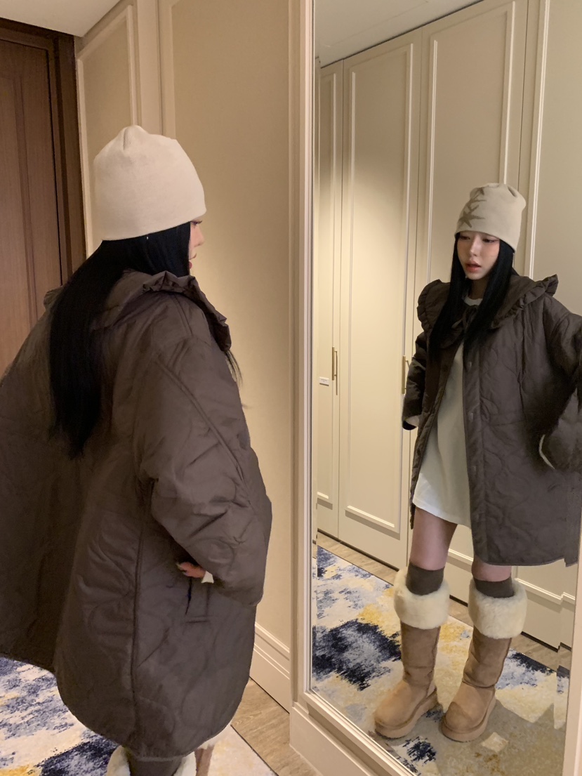 BADCALM東大門㊣代購女裝新品職業25秋冬真品休閑熱賣長款棉服BADCALM長款棉服