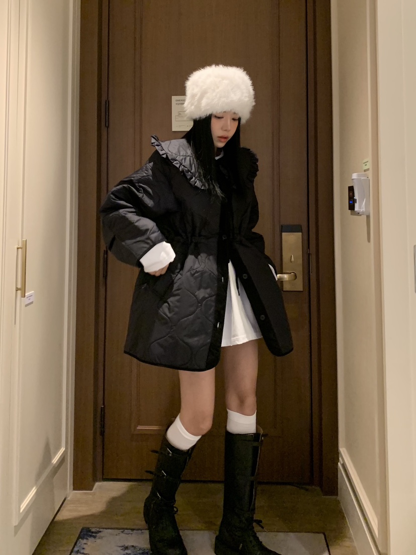 BADCALM東大門㊣代購女裝新品職業25秋冬真品休閑熱賣長款棉服BADCALM長款棉服