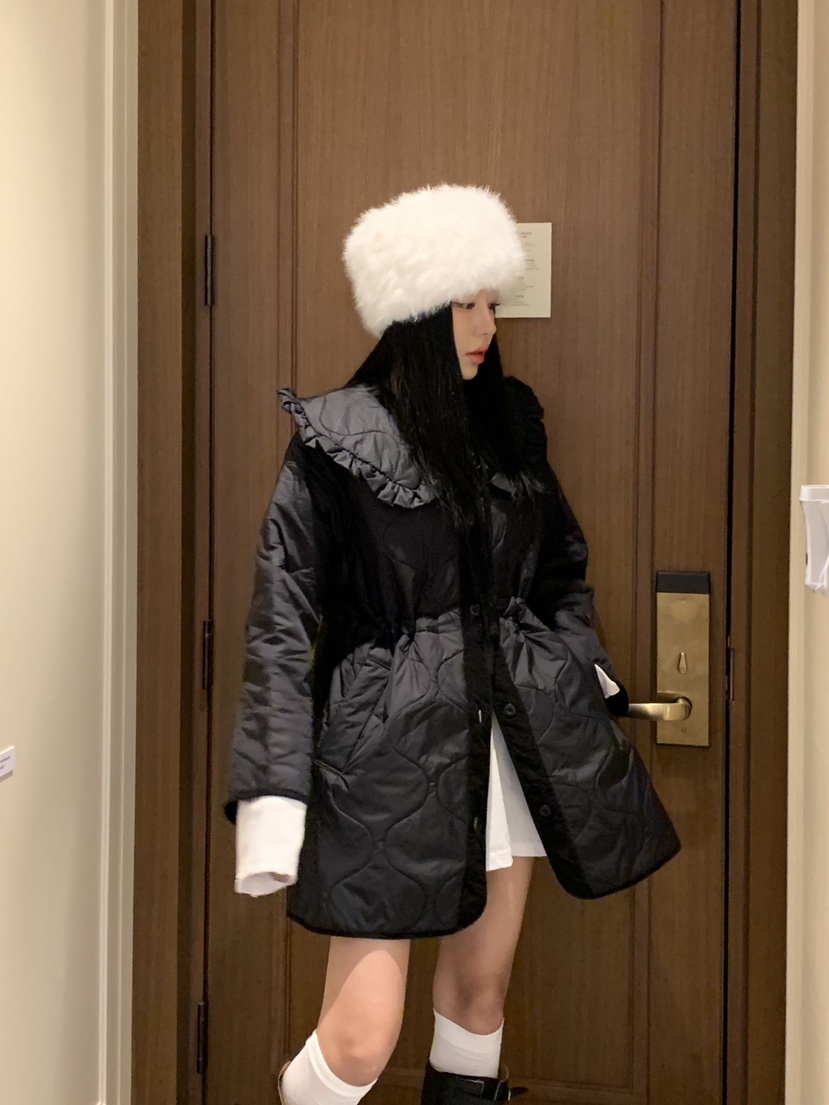 BADCALM東大門㊣代購女裝新品職業25秋冬真品休閑熱賣長款棉服BADCALM長款棉服