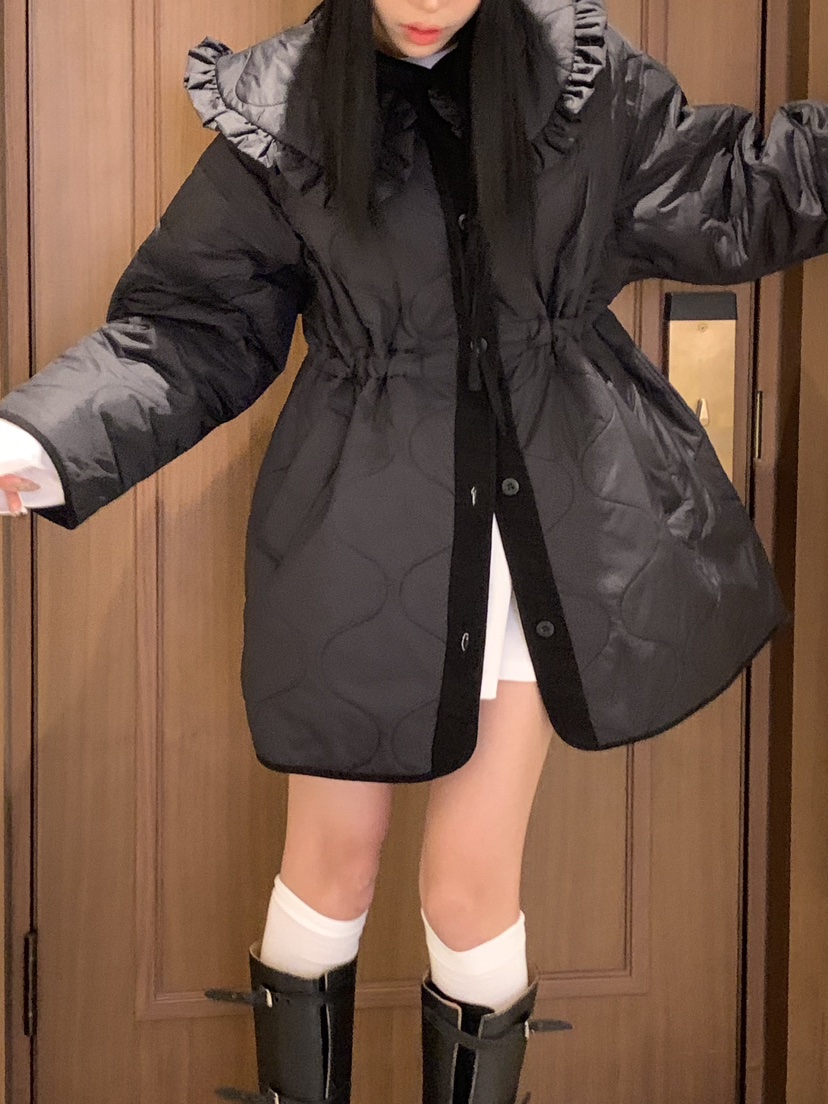 BADCALM東大門㊣代購女裝新品職業25秋冬真品休閑熱賣長款棉服BADCALM長款棉服