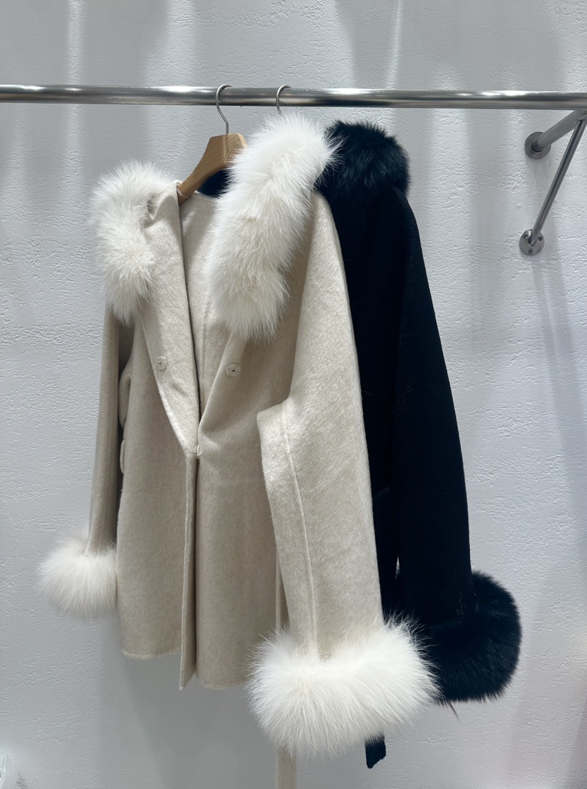 CRONG韓國直郵㊣女裝新款時尚職業中長款大衣含腰帶皮草連帽CRONG中長款大衣