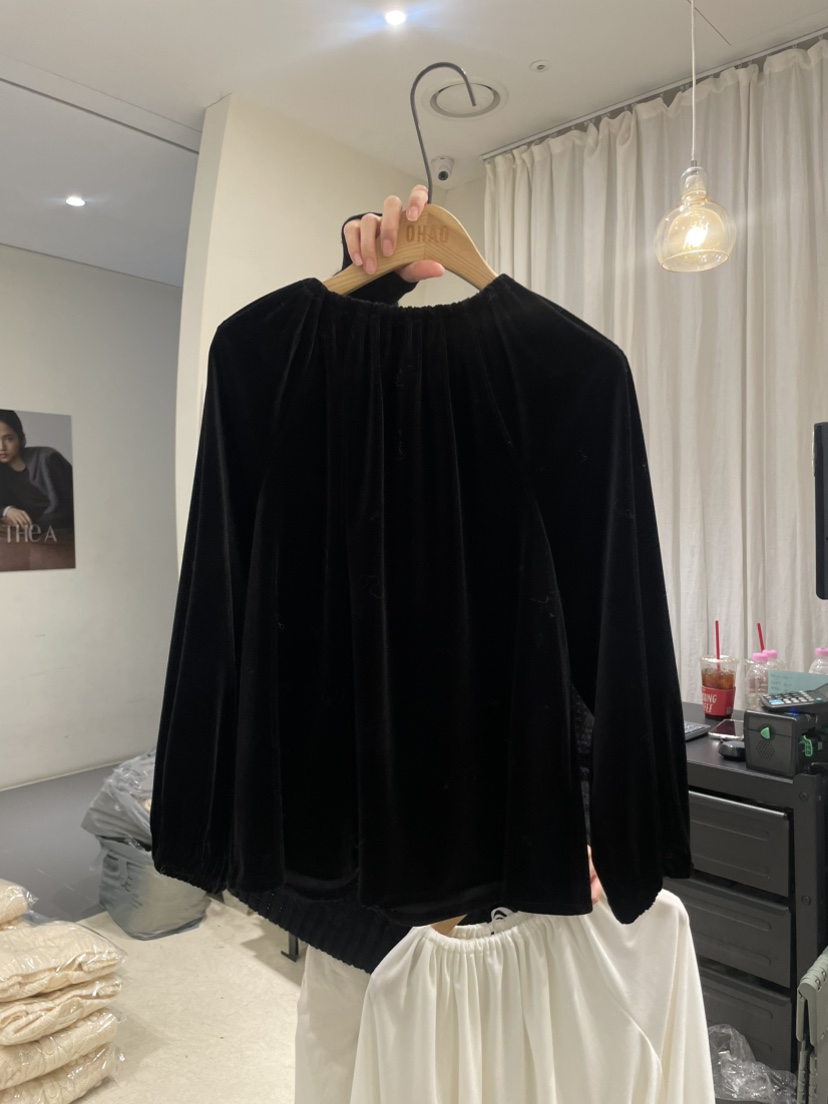 OHAO東大門㊣代購女士新款推薦人氣熱賣25秋冬襯衫蕾絲衫天鵝絨OHAO/HA MONG襯衫/蕾絲衫