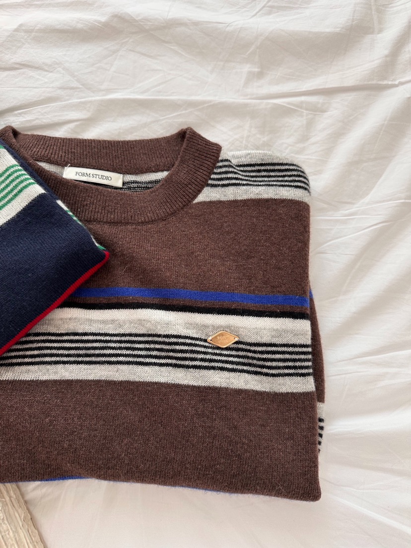 FORMSTUDIO韓國代購㊣女士新款人氣真品推薦針織衫單排扣圓領FORMSTUDIO針織衫