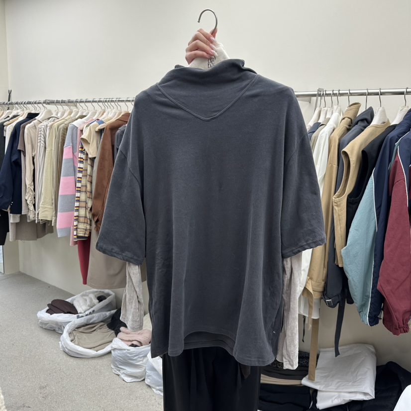 AMOEBA韓國代購㊣女裝新款時尚職業人氣25秋冬熱賣真品休閑T恤AMOEBAT恤圖色2墨色