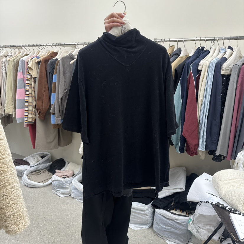 AMOEBA韓國代購㊣女裝新款時尚職業人氣25秋冬熱賣真品休閑T恤AMOEBAT恤圖色3黑色