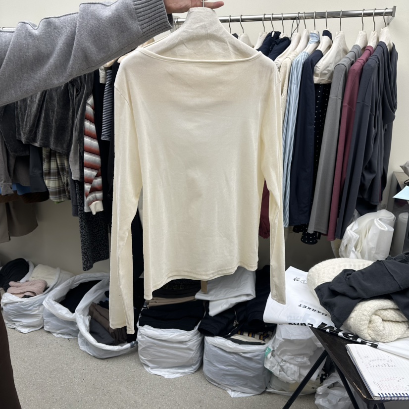 AMOEBA韓國代購㊣女士新品休閑25秋冬推薦熱賣職業時尚長袖T恤AMOEBA長袖T恤