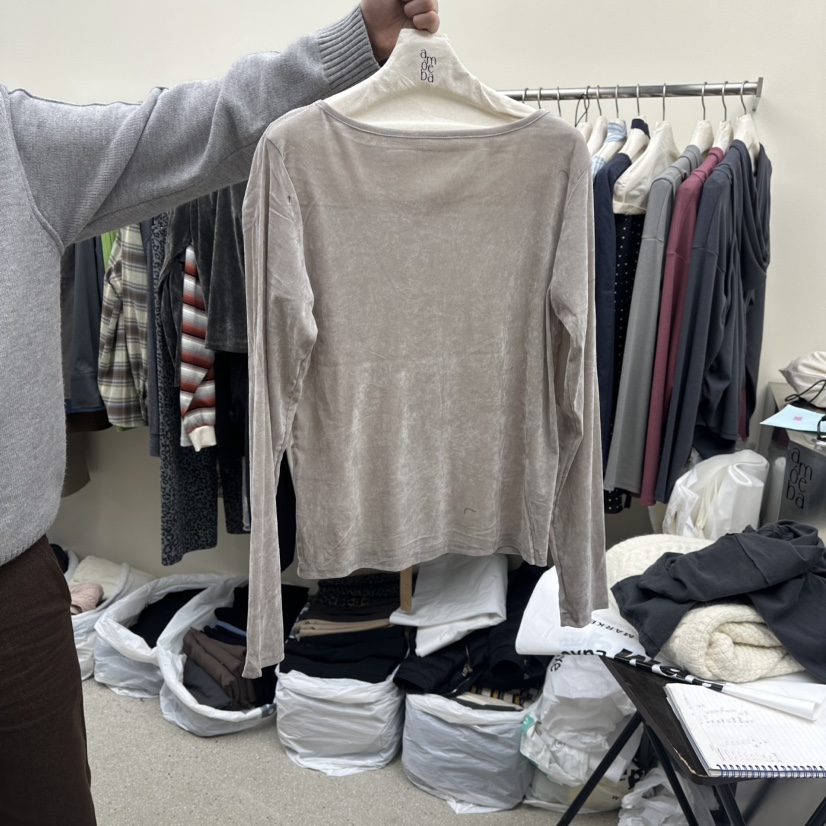 AMOEBA韓國代購㊣女士新品休閑25秋冬推薦熱賣職業時尚長袖T恤AMOEBA長袖T恤圖色2