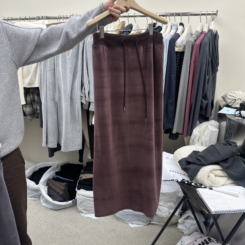 AMOEBA東大門㊣實拍女士新款25秋冬熱賣職業真品時尚長裙復古AMOEBA長裙圖色3