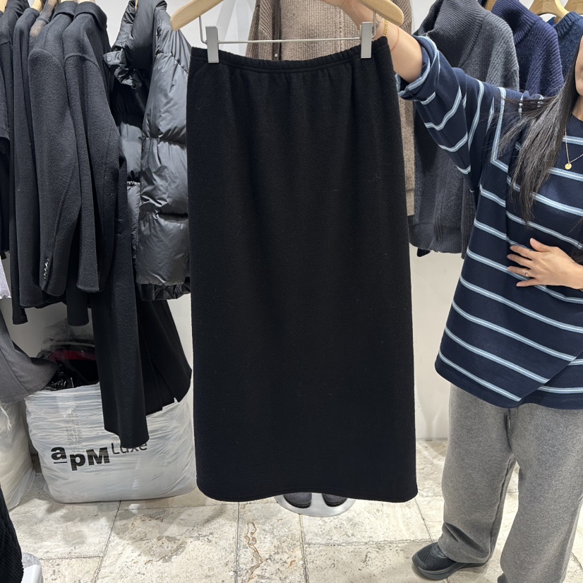 MAJDAN東大門㊣代購女裝新品休閑人氣25秋冬真品時尚熱賣長裙MAJDAN長裙圖色3黑色
