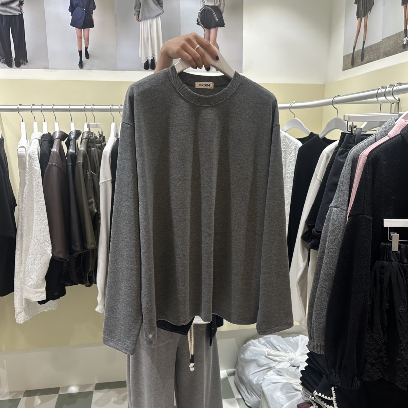OREUM東大門㊣實拍女裝新款職業休閑25秋冬推薦人氣長袖T恤OREUM長袖T恤圖色2