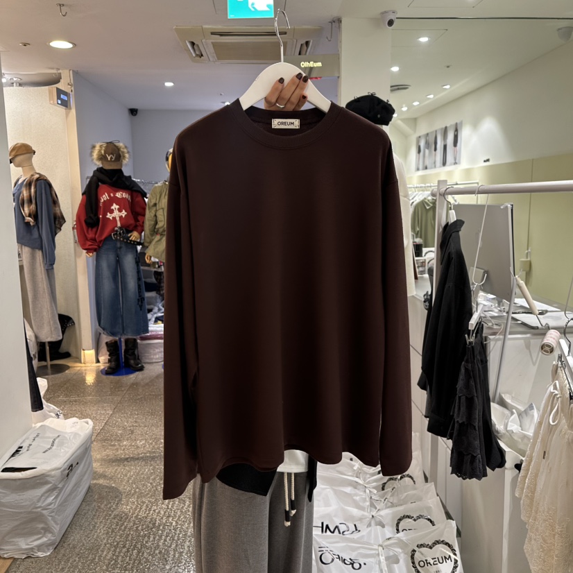 OREUM東大門㊣實拍女裝新款職業休閑25秋冬推薦人氣長袖T恤OREUM長袖T恤圖色3棕色
