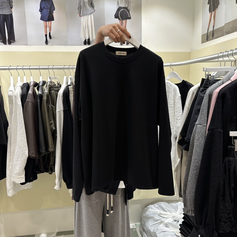 OREUM東大門㊣實拍女裝新款職業休閑25秋冬推薦人氣長袖T恤OREUM長袖T恤圖色4黑色