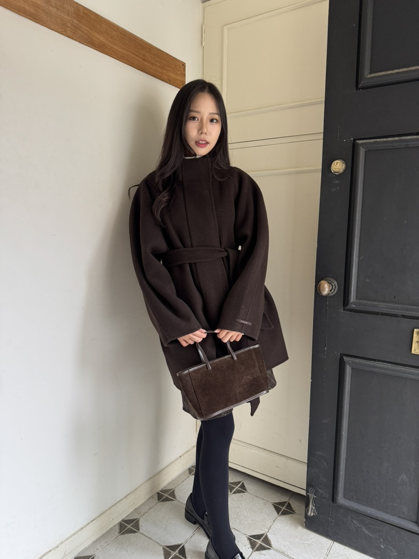 BIEN GARDER東大門㊣實拍女裝新款休閑推薦中長款大衣含腰帶BIEN GARDER中長款大衣