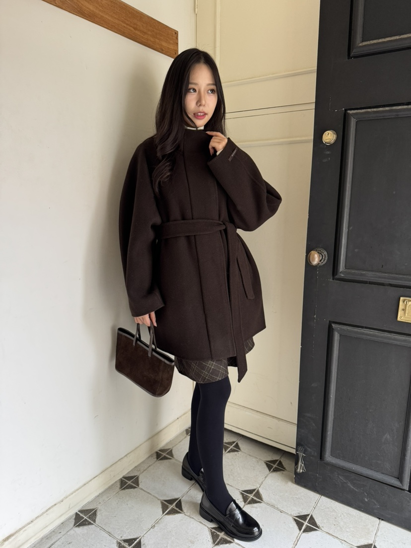 BIEN GARDER東大門㊣實拍女裝新款休閑推薦中長款大衣含腰帶BIEN GARDER中長款大衣